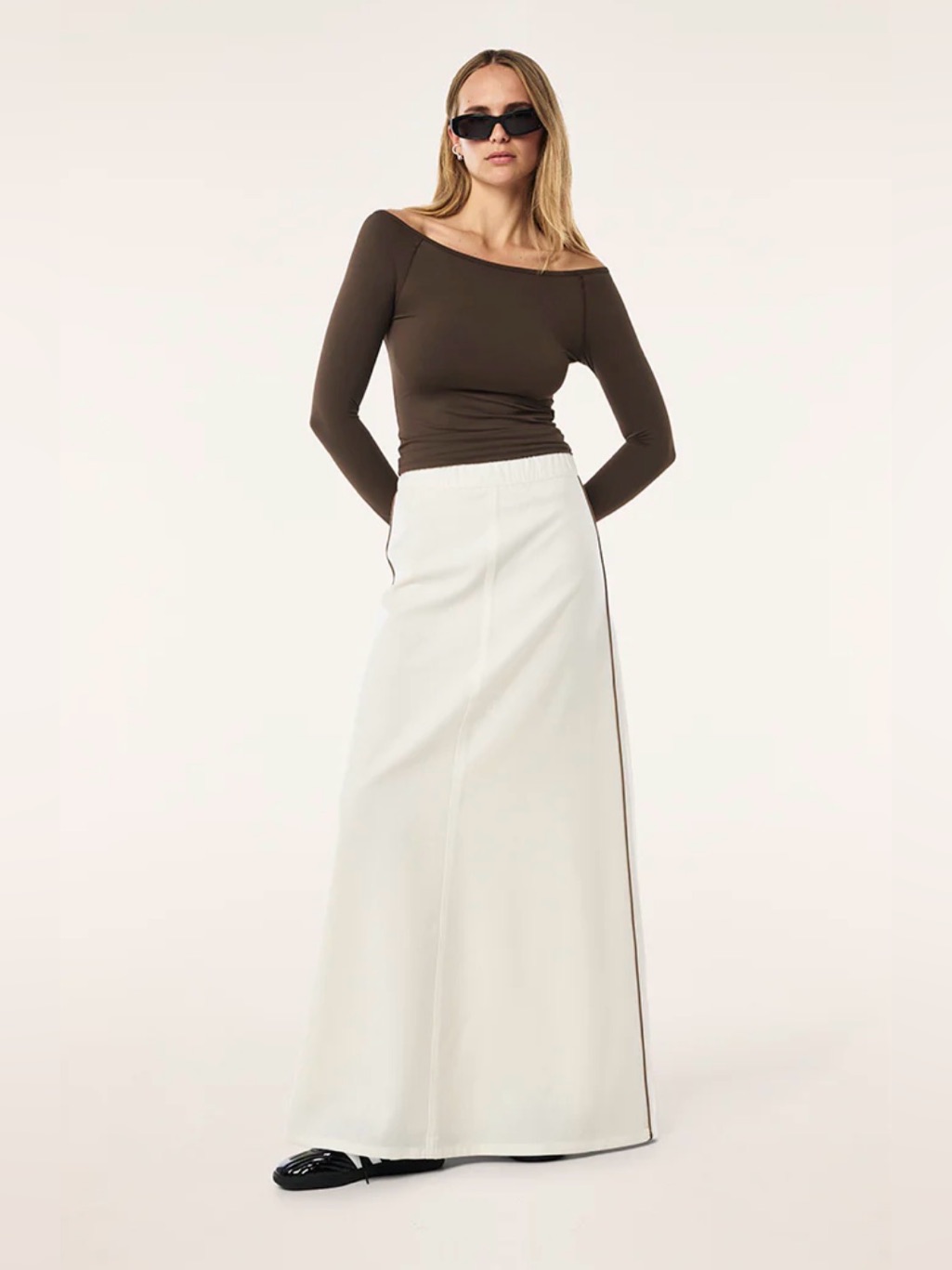 Pe Nation Residency Maxi Skirt Minimalist Sporty In Whisper White Women's Size S